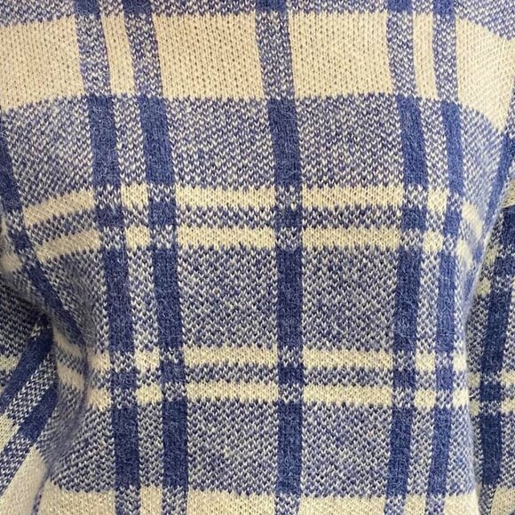 Blue & Cream Plaid Turtleneck Sweater - Picture 2 of 4